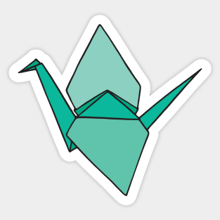 Green Origami Paper Crane Sticker